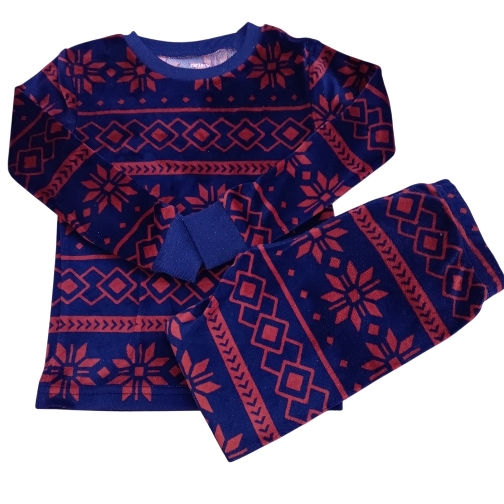 Carter's 3T Kids Pajamas - Blue and Red Velvet Like Material